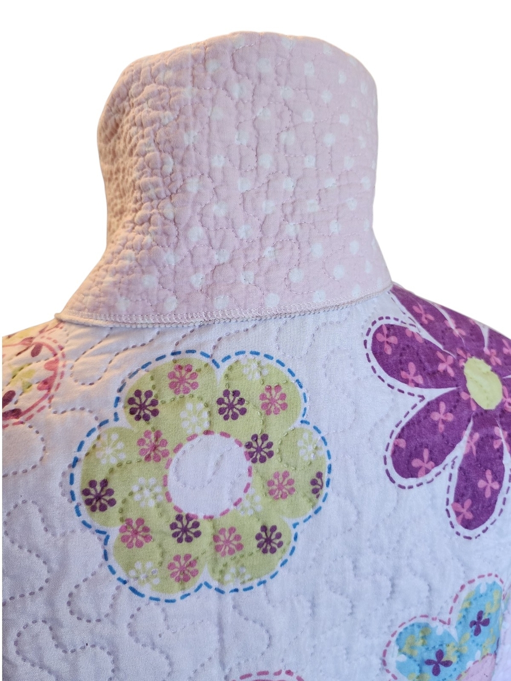 Repurposed Quilt Floral Patchwork Jacket Light Pink Lightweight Boho Vintage - Picture 10 of 12